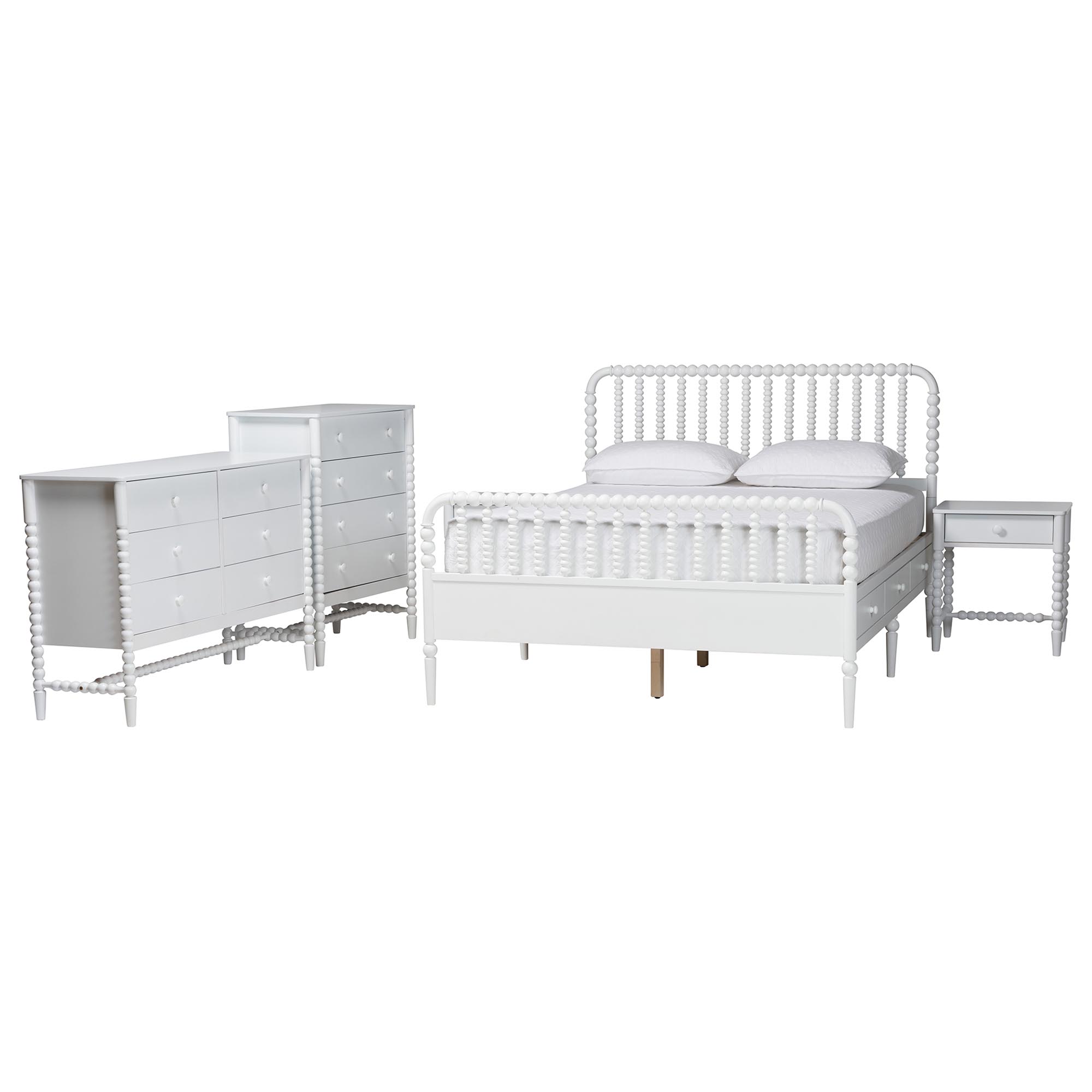 Baxton Studio Lucera 5-Piece Bedroom Set, Queen, White